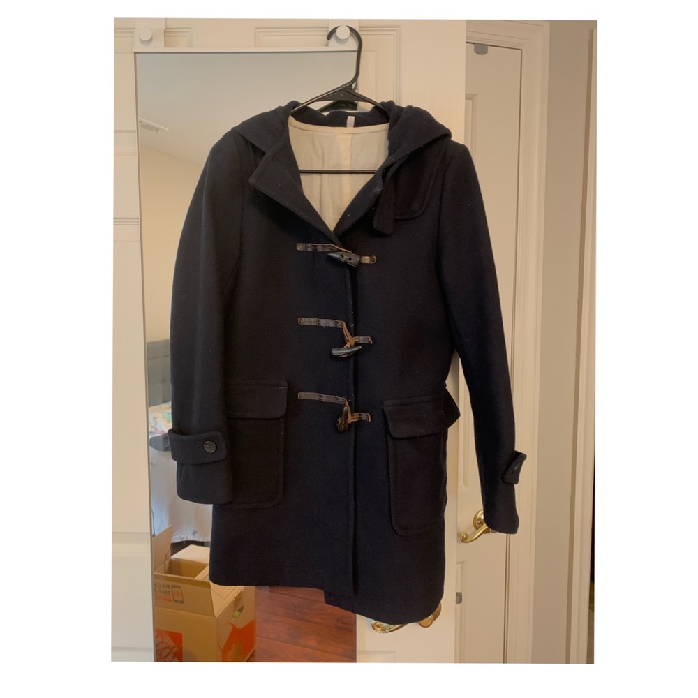 Muji navy wool duffle coat navy size small